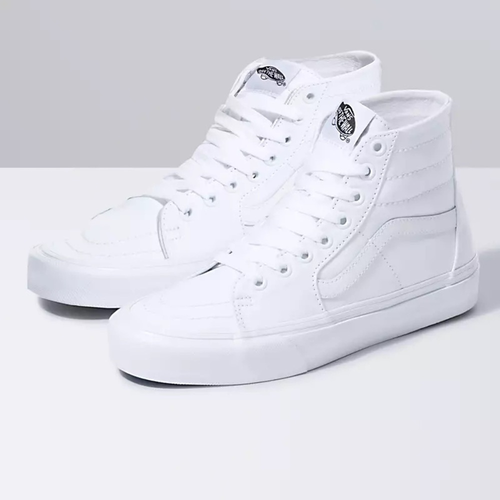 White high top vans- canvas, women’s 9, men’s 7.5 - Picture 2 of 11